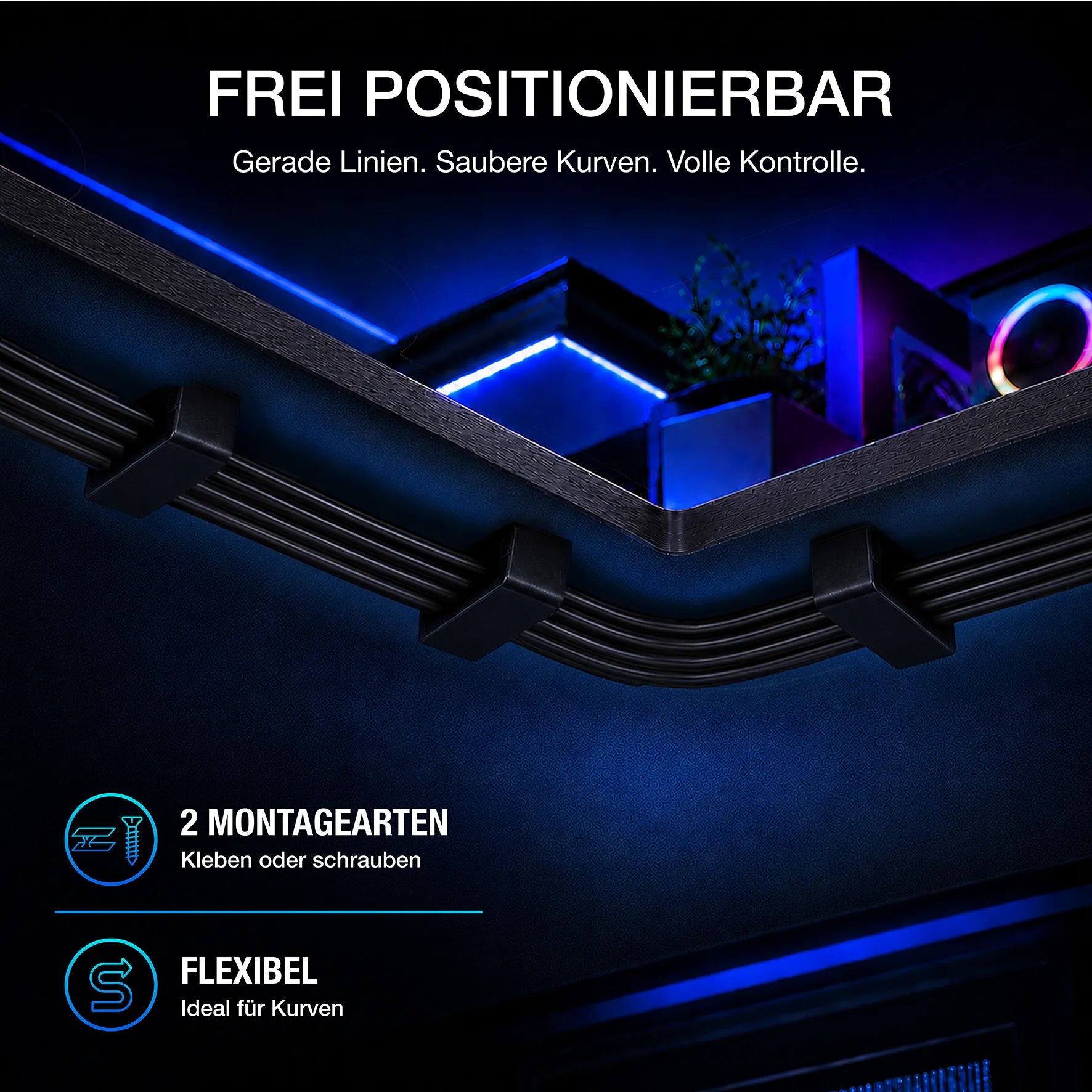 Kabelhalter Schwarz 5-Fach – modularer Kabelsortierer für Clean Setup & Kabelmanagement